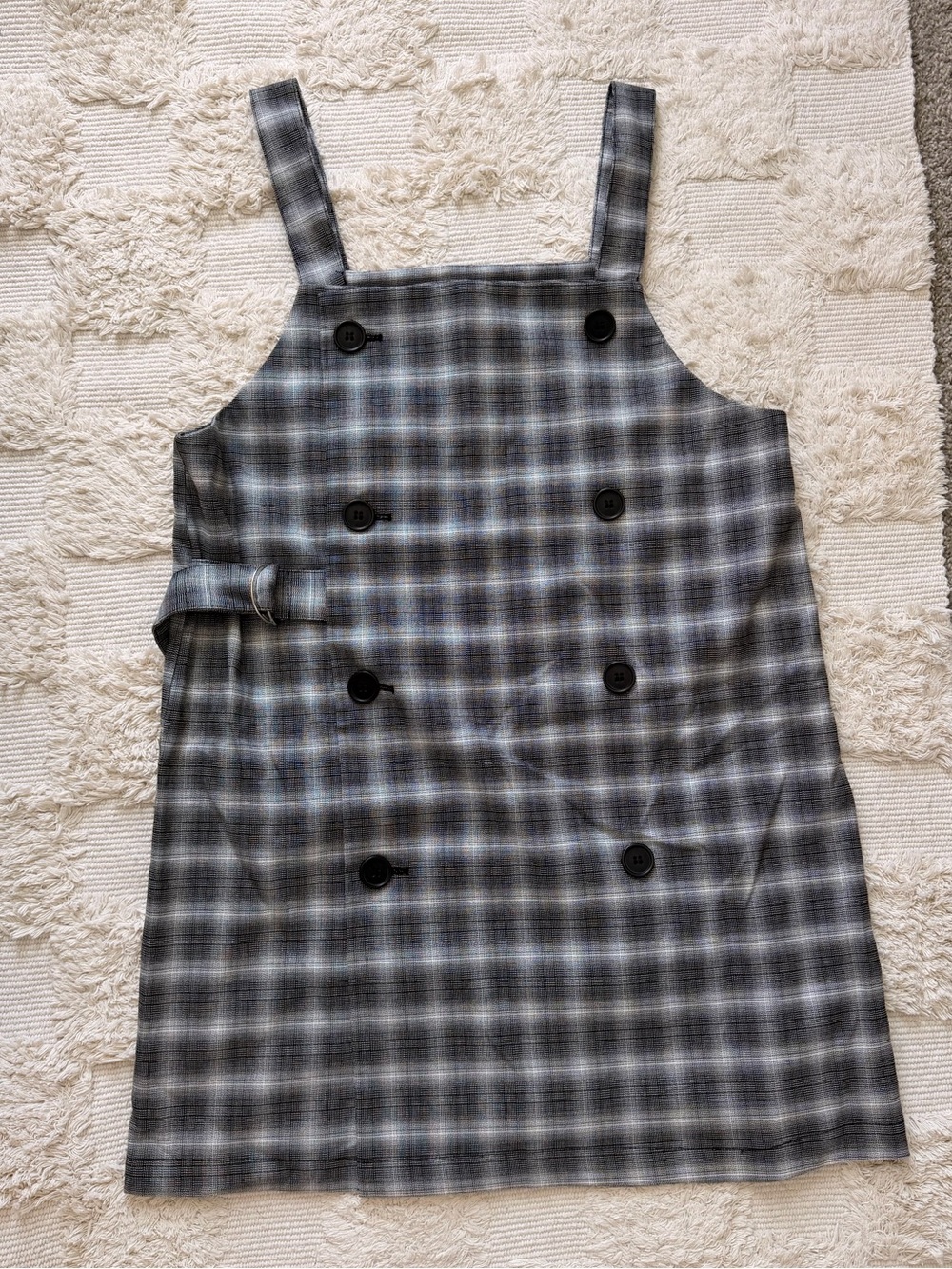 Monki Gray Plaid Pinafore Dress